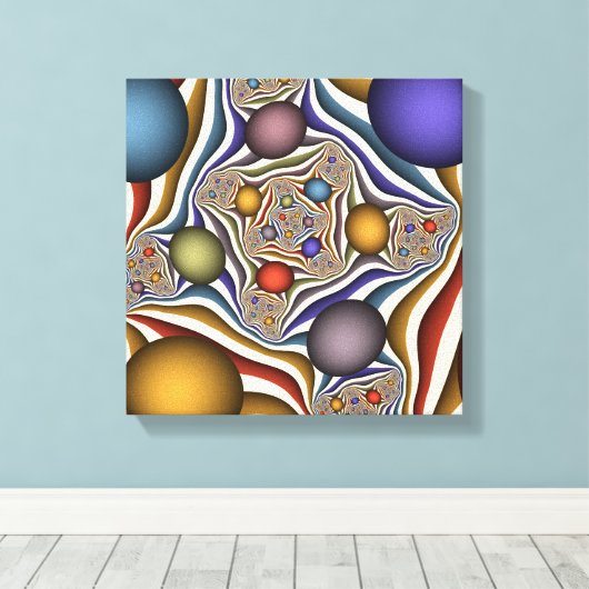 Flying Up, farbenfrohe, moderne, Abstrakte Fraktal Leinwanddruck (Insitu (Holzboden))