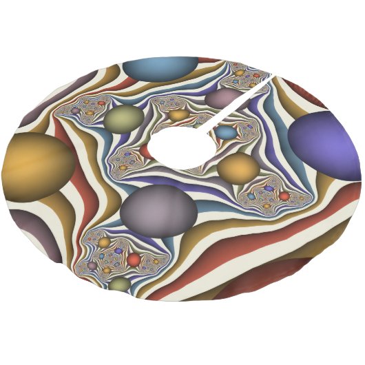 Flying Up, farbenfrohe, moderne, Abstrakte Fraktal Polyester Weihnachtsbaumdecke (Schrägansicht)