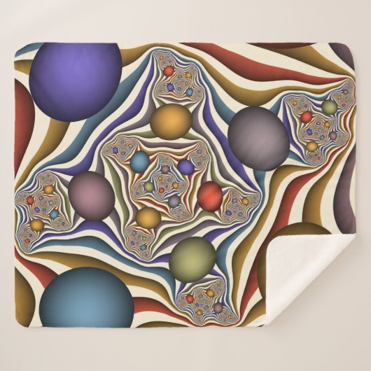 Flying Up, farbenfrohe, moderne, Abstrakte Fraktal Sherpadecke (Vorderseite (Horizontal))