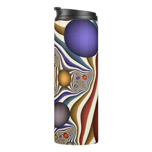 Flying Up, farbenfrohe, moderne, Abstrakte Fraktal Thermosbecher (Nach rechts gedreht)