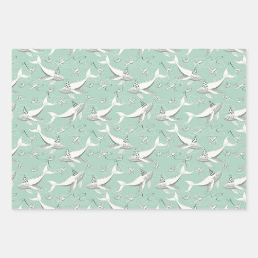 Flying Whale Birthday Party Geschenkpapier Set (Vorderseite)