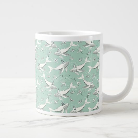 Flying Whale Birthday Party Jumbo-Tasse (Rechts)