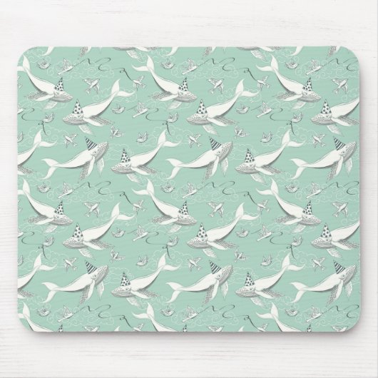 Flying Whale Birthday Party Mousepad (Vorne)
