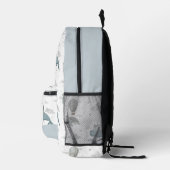 Flying Whale & Sea Turtle Hot Air Ballon Blue Bedruckter Rucksack (Rechts)