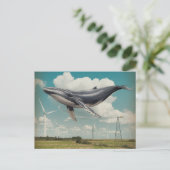 Flying Whale Windmill Energy Postkarte (Stehend Vorderseite)