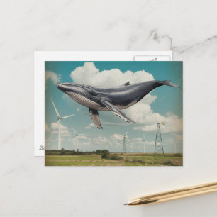 Flying Whale Windmill Energy Postkarte