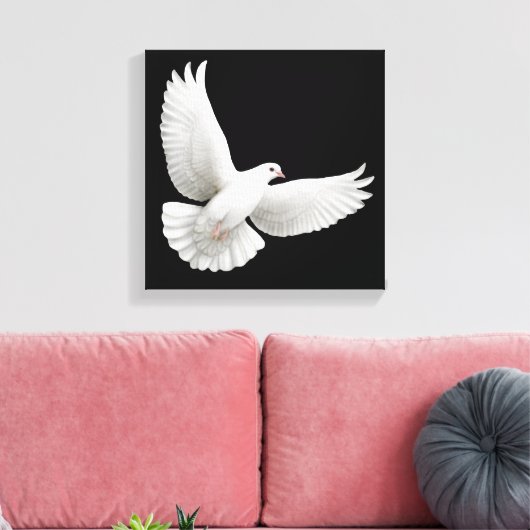 Flying White Dove Wrapped Canvas Leinwanddruck (Insitu (Wohnzimmer))