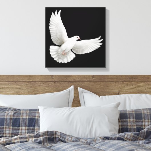 Flying White Dove Wrapped Canvas Leinwanddruck (Insitu (Schlafzimmer))