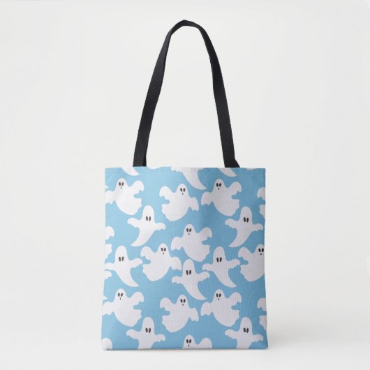Flying White Ghosts Light Blue Halloween Tasche (Vorderseite)
