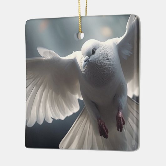 Flying White Peace Dove Keramikornament (Links)