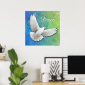 Flying White Peace Dove Print Poster (Heimbüro)