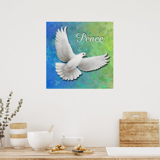Flying White Peace Dove Print Poster (Küche)