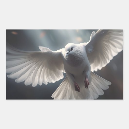 Flying White Peace Dove Rechteckiger Aufkleber (Vorderseite)