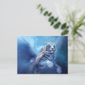 Flying White Tiger with Angel Postkarte (Stehend Vorderseite)