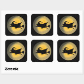 Flying Wicked Hexe-Silhouette Quadratischer Aufkleber (Blatt)