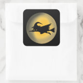 Flying Wicked Hexe-Silhouette Quadratischer Aufkleber (Tasche)