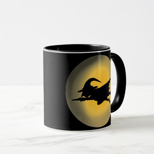 Flying Wicked Hexe-Silhouette Tasse (VorderseiteRechts)