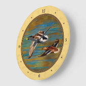 Flying Wild Ducks Yellow Große Wanduhr (Winkel)