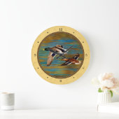 Flying Wild Ducks Yellow Große Wanduhr (Zuhause)
