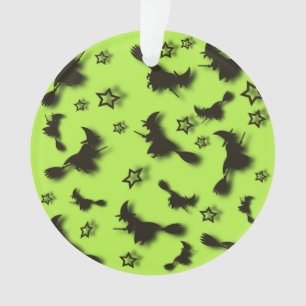 Flying witch among stars at Halloween night 3D  Ornament