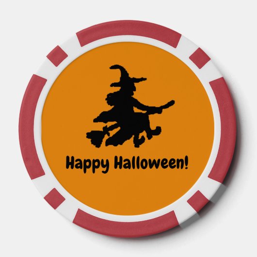 Flying Witch Black & Orange Checkered Poker Chips (Rückseite)