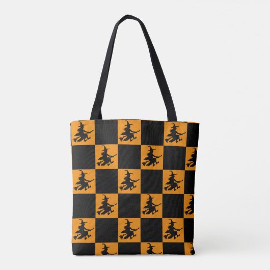 Flying Witch Black & Orange Checkered Tasche (Rückseite)