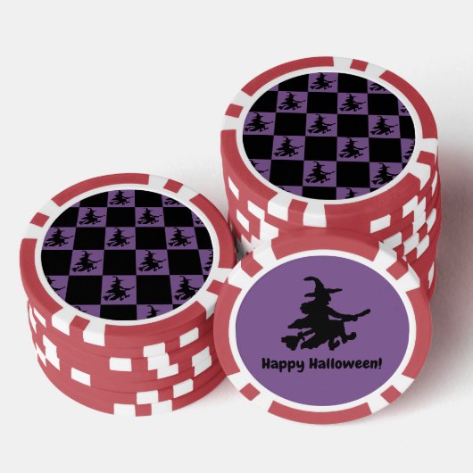 Flying Witch Black & Purple Checkered Poker Chips (Stapel)