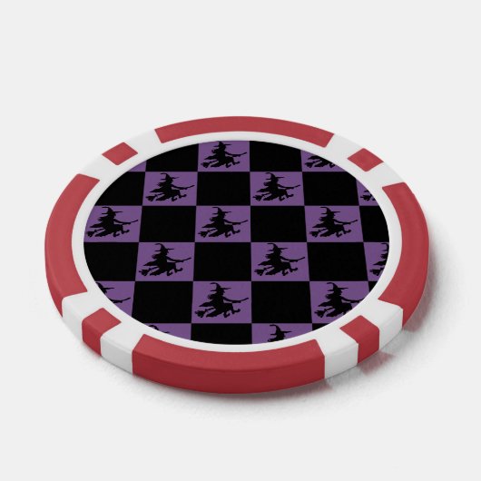Flying Witch Black & Purple Checkered Poker Chips (Einzeln)