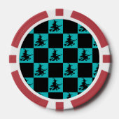 Flying Witch Black & Teal Checkered Poker Chips (Vorderseite)