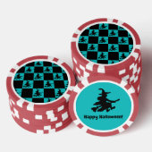 Flying Witch Black & Teal Checkered Poker Chips (Stapel)
