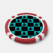 Flying Witch Black & Teal Checkered Poker Chips (Einzeln)