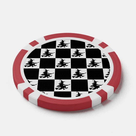 Flying Witch Black & White Checkered Pokerchips (Einzeln)