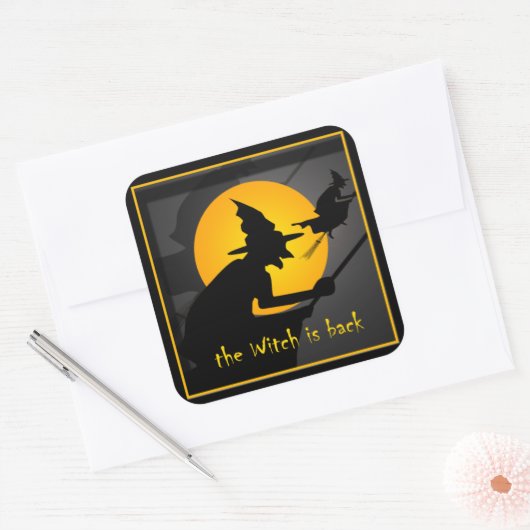 Flying Witch Funny Halloween Stickers (Umschlag)