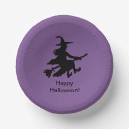 Flying Witch - Lila - Frohes Halloween - Pappteller