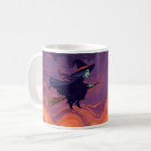 Flying Witch Mug | Classic Halloween Coffee Cup Kaffeetasse (Vorderseite Links)