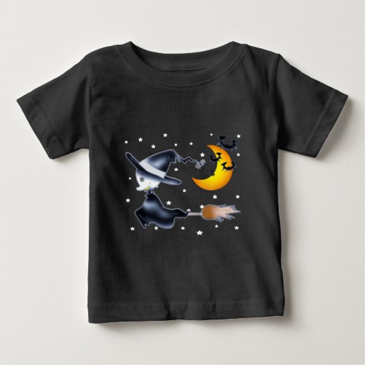 Flying Witch on Halloween Night Baby T-shirt (Vorderseite)