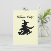 Flying Witch on Yellow Einladung (Stehend Vorderseite)