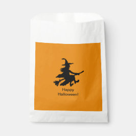 Flying Witch - Orange -Happy Halloween - Favor Bag Geschenktütchen