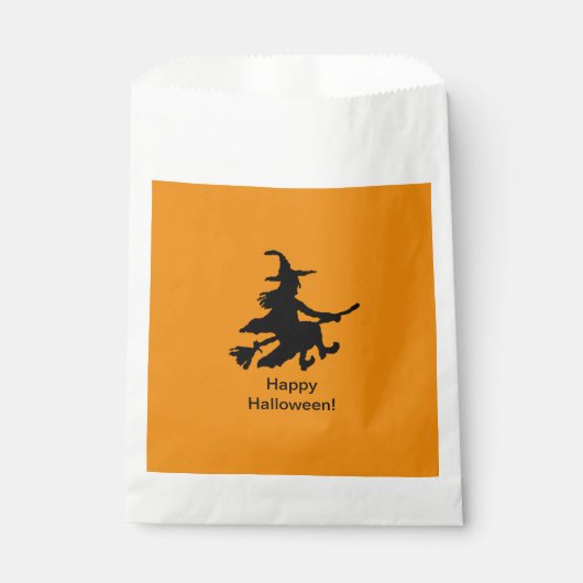Flying Witch - Orange -Happy Halloween - Gefälligk Geschenktütchen (Vorderseite)