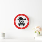 Flying Witch Road Sign Clock Runde Wanduhr (Zuhause)