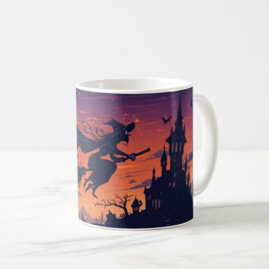 Flying Witch Tasse | Klassischer Halloween-Kaffeeb (VorderseiteRechts)