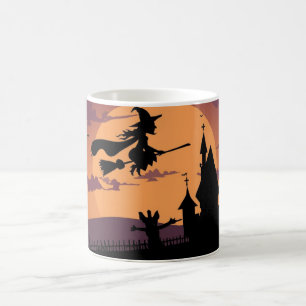 Flying Witch Tasse Klassischer Halloween-Kaffeeb