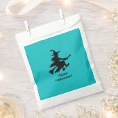 Flying Witch - Teal - Happy Halloween - Favor Bag Geschenktütchen (Ausgeschnitten)