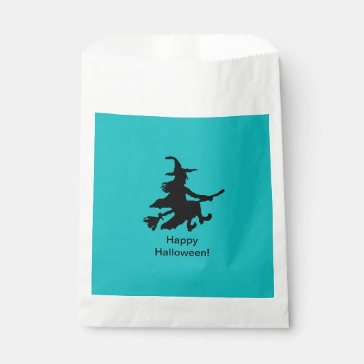 Flying Witch - Teal - Happy Halloween - Favor Bag Geschenktütchen (Vorderseite)