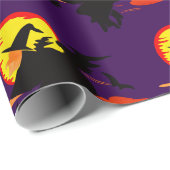 Flying Witch with full moon Geschenkpapier (Rolleneckpunkt)
