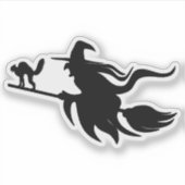 Flying witchHalloween-Silhouette Aufkleber (Vorderseite)