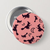Flying witter zwischen Halbmond zu Halloween-Nacht Button (Vorne & Hinten)