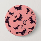 Flying witter zwischen Halbmond zu Halloween-Nacht Button (Vorderseite)