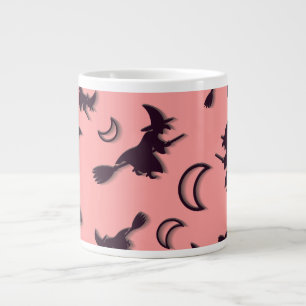 Flying witter zwischen Halbmond zu Halloween-Nacht Jumbo-Tasse