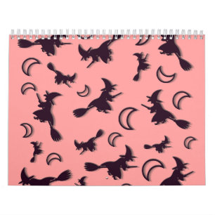 Flying witter zwischen Halbmond zu Halloween-Nacht Kalender